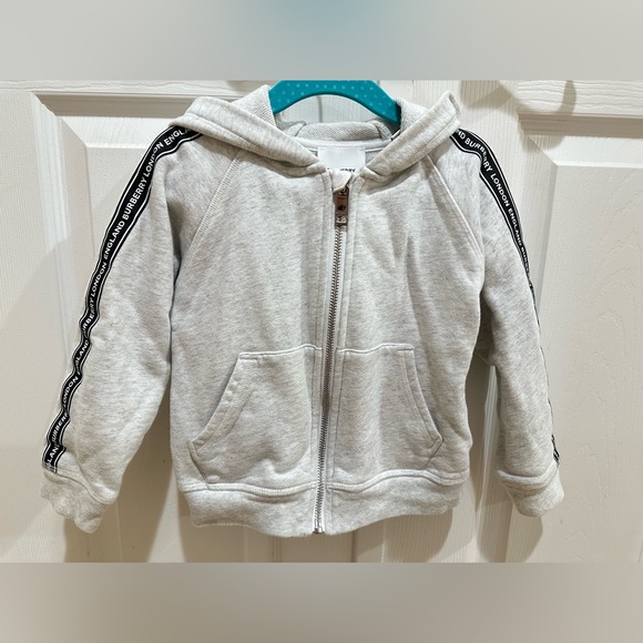BURBERRY Kids Corwyn Logo Tap Zip-Front Fleece Hoodie, Size 4Y 104cm